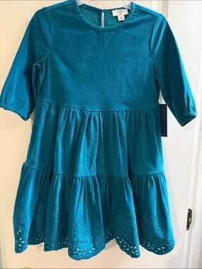 crown & Ivy Teal Tiered Eyelet Dress for Girls